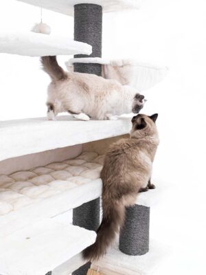 Kratzbaum Lookout 198 - Off White - 15 cm Stamm - XXL – für mehrere Katzen