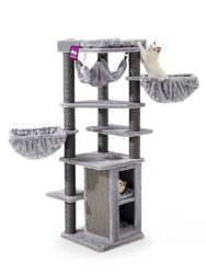 Kratzbaum Ramses 158 - Grey - 9 cm Stamm - mit Hängematte