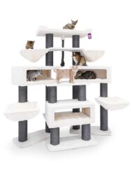 Kratzbaum Alley 200 - Off White - 15 cm Stamm - XXL – für mehrere Katzen