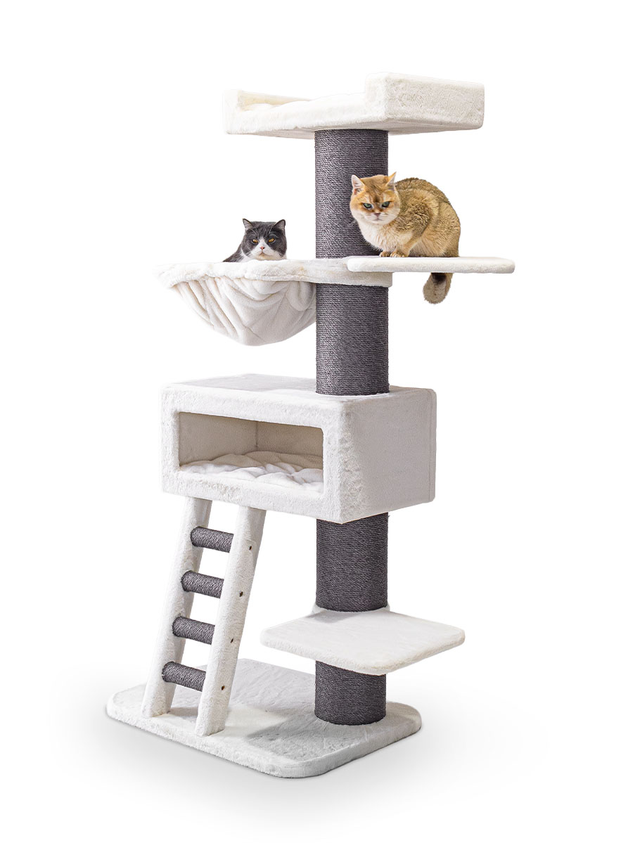 Kratzbaum Ragdoll 179 - Off White - 20 cm Stamm - mit Hngematte - Petrebels