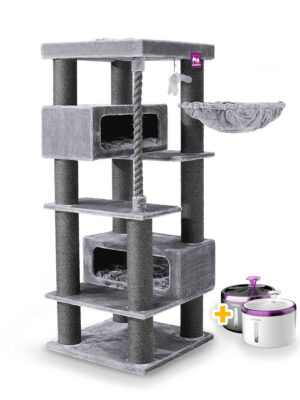 Kratzbaum Turnpike 190 - Grey - 15 cm Stamm - XXL – für mehrere Katzen