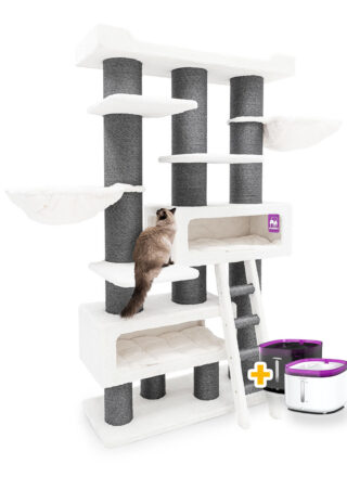 Kratzbaum Siberian 200 - Off White - 15 und 20 cm Stamm - XXL – für mehrere Katzen