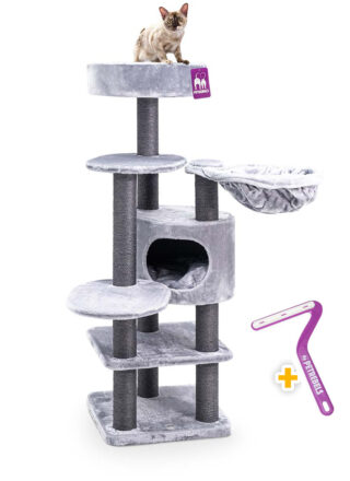 Kratzbaum Jane 138 - Grey - 9 cm Stamm - mit Hängematte