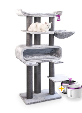 Kratzbaum Route 180 - Grey - 12 und 15 cm Stamm - XXL – für mehrere Katzen