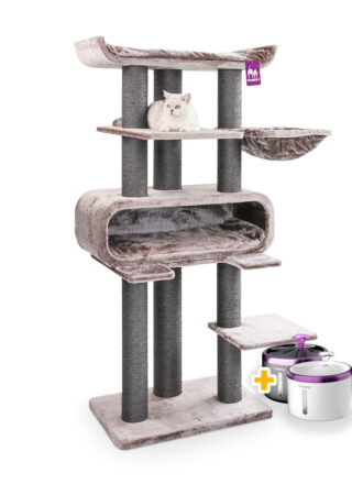 Kratzbaum Route 180 - Cappuccino - 12 und 15 cm Stamm - XXL – für mehrere Katzen