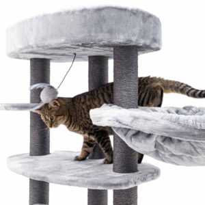 Kratzbaum Alexandra 127 - Grey - 9 cm Stamm - mit Hängematte