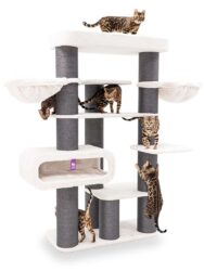 Kratzbaum Norwegian 198 - Off White - 20 cm Stamm - XXL – für mehrere Katzen