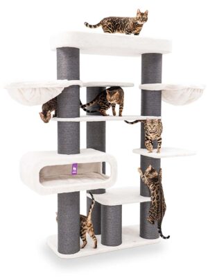 Kratzbaum Norwegian 198 - Off White - 20 cm Stamm - XXL – für mehrere Katzen