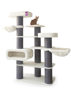 Kratzbaum Bengal 199 - Off White - 20 cm Stamm - XXL – für mehrere Katzen