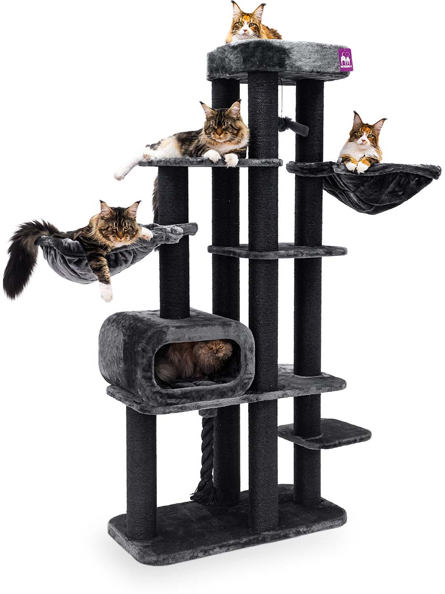 Kratzbaum Interstate 199 - Pepper- 12 cm Stamm - XXL  fr mehrere Katzen -  Petrebels