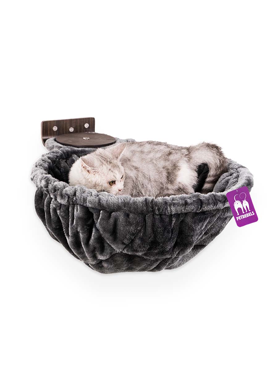 Cat Shelves Hang Round 1548 set - Wengé - Hamac - washable - Petrebels