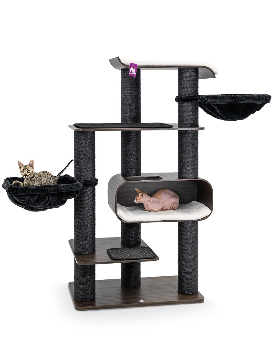 Cat Tree Virgo 173 - Wengé - 15cm Post - Handmade - Petrebels