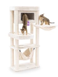 Cat Tree Mansion 150 - Cream - 9cm Post - with hammock