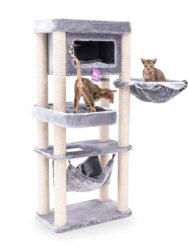 Cat Tree Mansion 150 - Grey - 9cm Post - with hammock