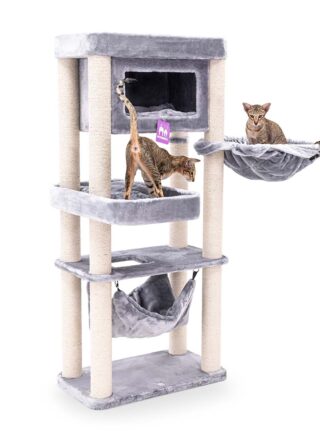 Cat Tree Mansion 150 - Grey - 9cm Post - with hammock
