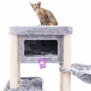 Cat Tree Mansion 150 - Grey - 9cm Post - with hammock