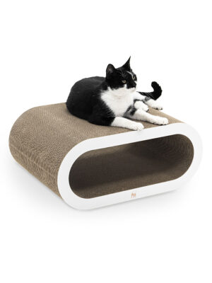 Cardboard cat scratching post Daisy 59 - White - Recycled cardboard - 100 % Natural