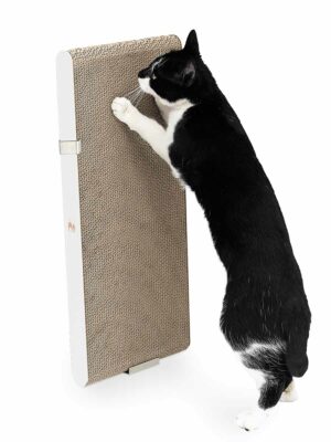 Cardboard cat scratching post Milo 63 - White - Recycled cardboard - 100 % Natural