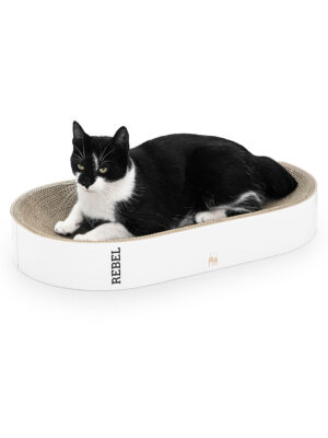 Cardboard cat scratching post Oliver 63 - White - Recycled cardboard - 100 % Natural