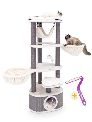 Cat tree Catharina 160 - Cream - 9cm Post - with hammock