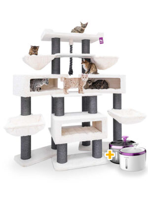 Cat tree Alley 200 - Off White - 15cm Post - XXL - for multiple cats