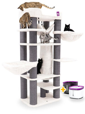 Cat tree Panorama 185 - Off White -  12 and 15 cm post - XXL - for multiple cats