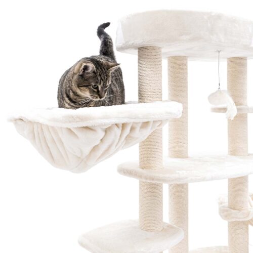Cat Tree Alexandra 177 - Cream - 9 cm post - 2x hammock - Petrebels