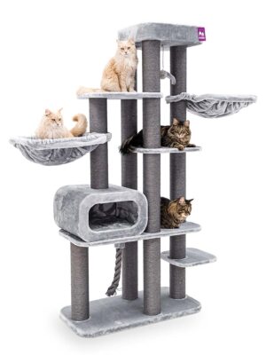 Cat Tree Interstate 199 - Grey- 12 cm post - XXL – for multiple cats
