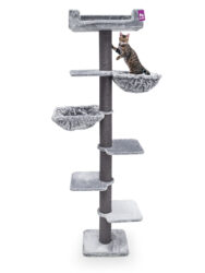Arbre à chat Alexis 224 - Grise - poteau 12 cm diamètre - Fixation murale