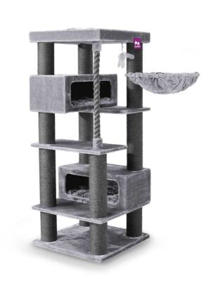 Arbre à chat Turnpike 190 - Grise - poteau 15 cm diamètre - XXL - pour plusieurs chats