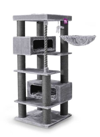 Arbre à chat Turnpike 190 - Grise - poteau 15 cm diamètre - XXL - pour plusieurs chats