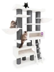 Arbre à chat Siberian 200 - blanc cassé - poteau 15 et 20 cm diamètre - XXL - pour plusieurs chats