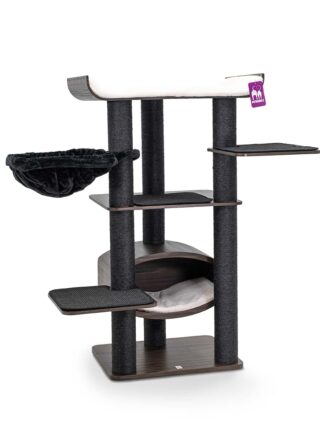 Arbre à chat Scorpius 150 - Wengé - poteau 12 cm diamètre - Fait à la main