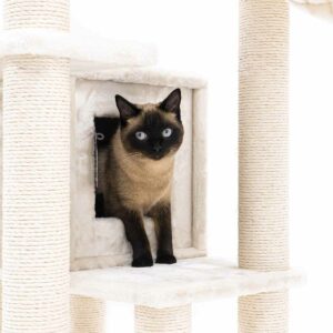 Arbre à chat Lodge 150 - Crème - poteau 9 cm diamètre - avec Hamac