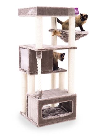 Arbre à chat Lodge 150 - Grise - poteau 9 cm diamètre - avec Hamac