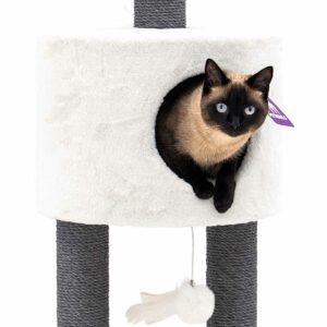 Arbre à chat Anna 265 - blanc cassé - poteau 9 cm diamètre - Fixation au plafond