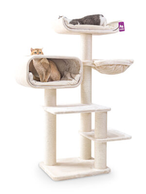 Arbre à chat Estate 157 - Crème - poteau 12 cm diamètre - design