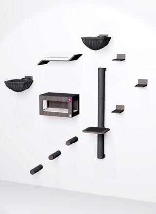 Arbre à chat Mural -Combiset 5 - Wengé - design