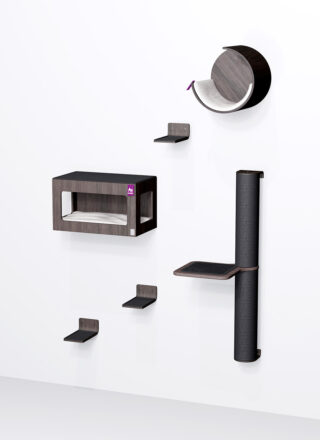 Arbre à chat Mural -Combiset 9 - Wengé - design