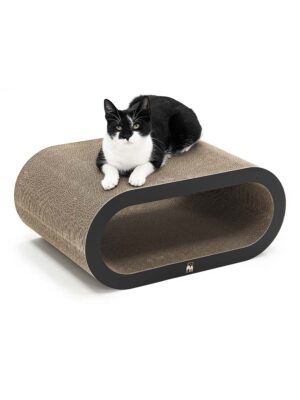 Griffoir en carton pour chat Daisy 59 - Noir - Carton recyclé - 100 % naturel