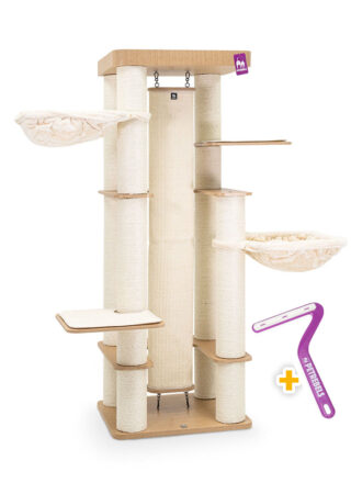 Arbre à chat Orion 189 - Rusty Oak - poteau 15 cm diamètre - Fait à la main