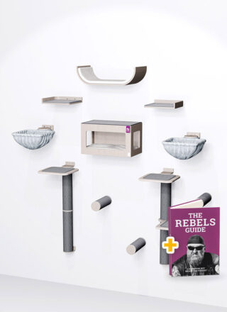 Arbre à chat Mural – Combiset 3 - Old Grey - design