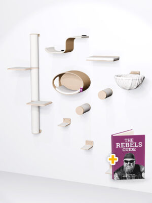 Arbre à chat Mural – Combiset 4 - Rusty Oak - design