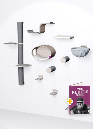 Arbre à chat Mural – Combiset 4 - Old Grey - design