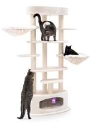 Arbre à chat Alexandra 177 - Crème - 9 cm poteau - 2x hamac