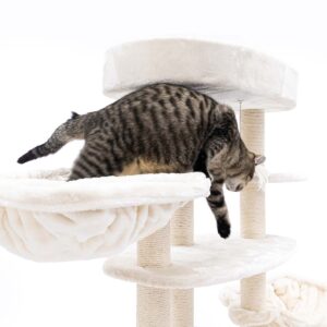 Arbre à chat Alexandra 177 - Crème - 9 cm poteau - 2x hamac