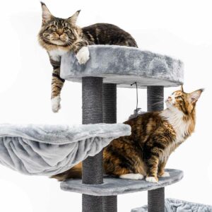 Arbre à chat Alexandra 177 - Grise - 9 cm poteau - 2x hamac