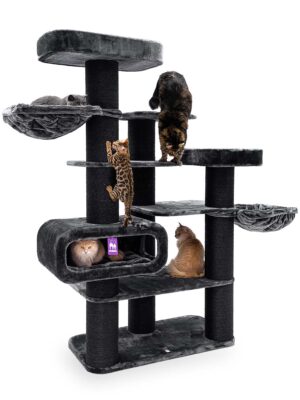 Arbre à chat Bengal 199 - noir (poivre) - 20 cm poteau - XXL – pour plusiers chats