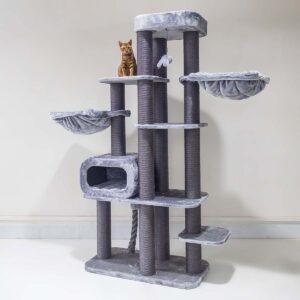 Arbre à chat Interstate 199 - Grise- 12 cm poteau - XXL – pour plusiers chats