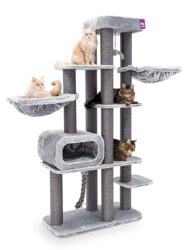Arbre à chat Interstate 199 - Grise- 12 cm poteau - XXL – pour plusiers chats